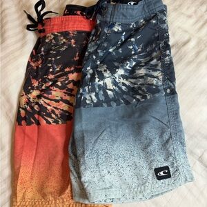 O'Neill Kids Swim Trunks (2) - Orange and Blue Tie-Dye